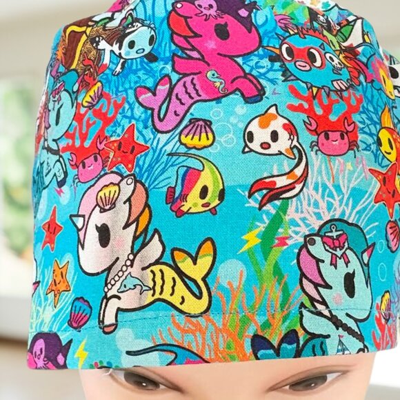 Toki-Doki Unicorn~ Ponytail Scrub Cap, Surgical Hat, OR, RN,CNA, gifts. - Picture 3 of 5